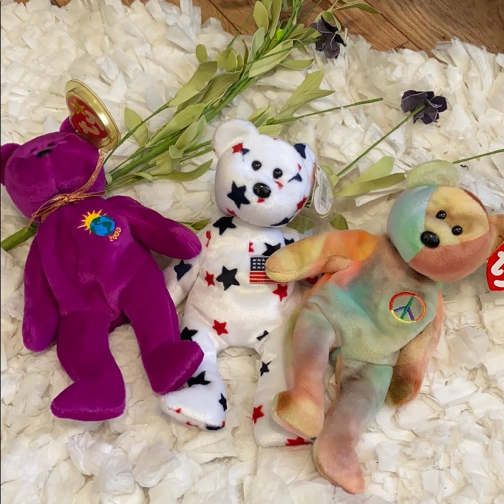 3 TY BEANIE BABY Bears Peace Glory Millennium